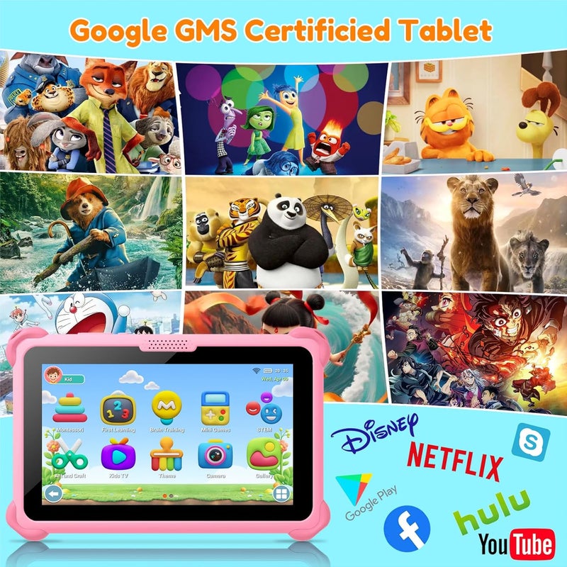 Trayoo Kids Tablet 7 inch Tablets for Kids 3-12, 32GB Android Toddler Tablet with Solid Case, YouTube, Netflix, GMS, Bluetooth, WiFi, Education Learning Apps Installed, Parent Control(Pink) - Image 4